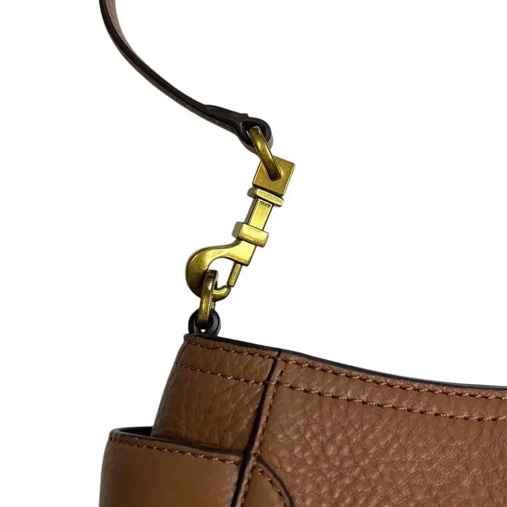 Tory Burch Light Camel Brown Pebbled Leather Crossbody Bag w/ Gold Hardware NWOT